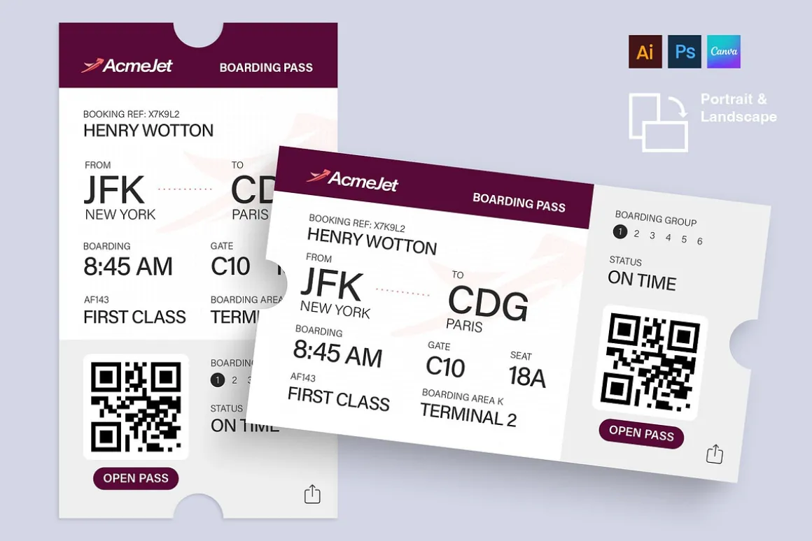 Digital Boarding Pass Template