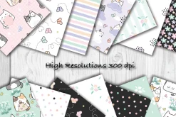 Digital Paper Pack HELLO SPRING Cats