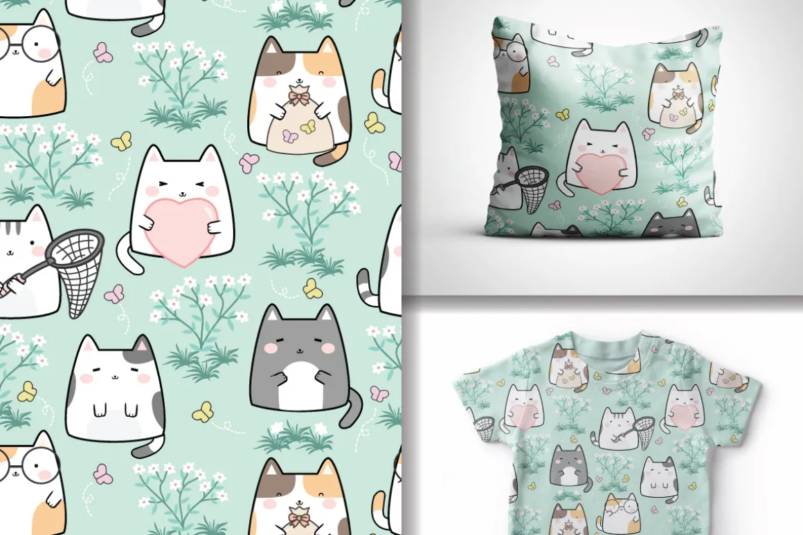Digital Paper Pack HELLO SPRING Cats