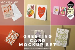 DIN A/5x7 postcard psd mockup set