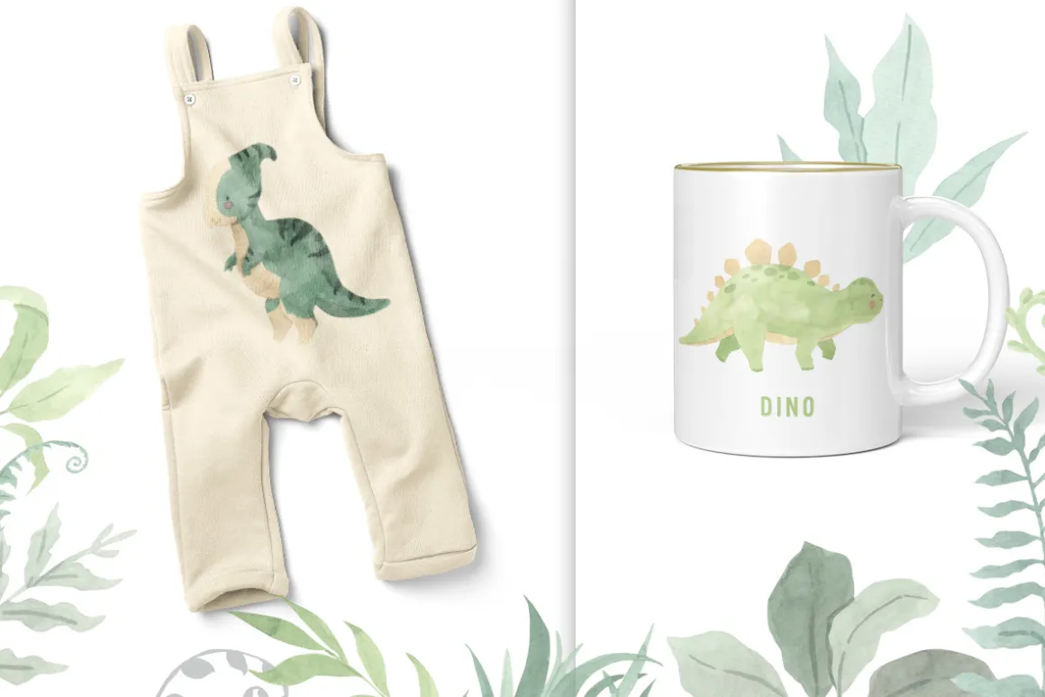 DINOSAUR watercolor clipart.