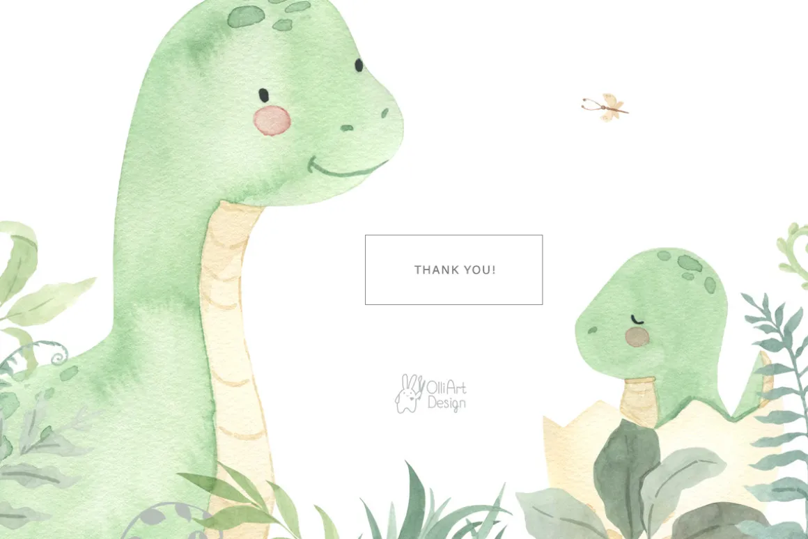 DINOSAUR watercolor clipart.