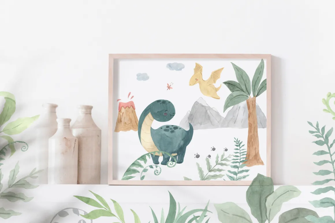 DINOSAUR watercolor clipart.