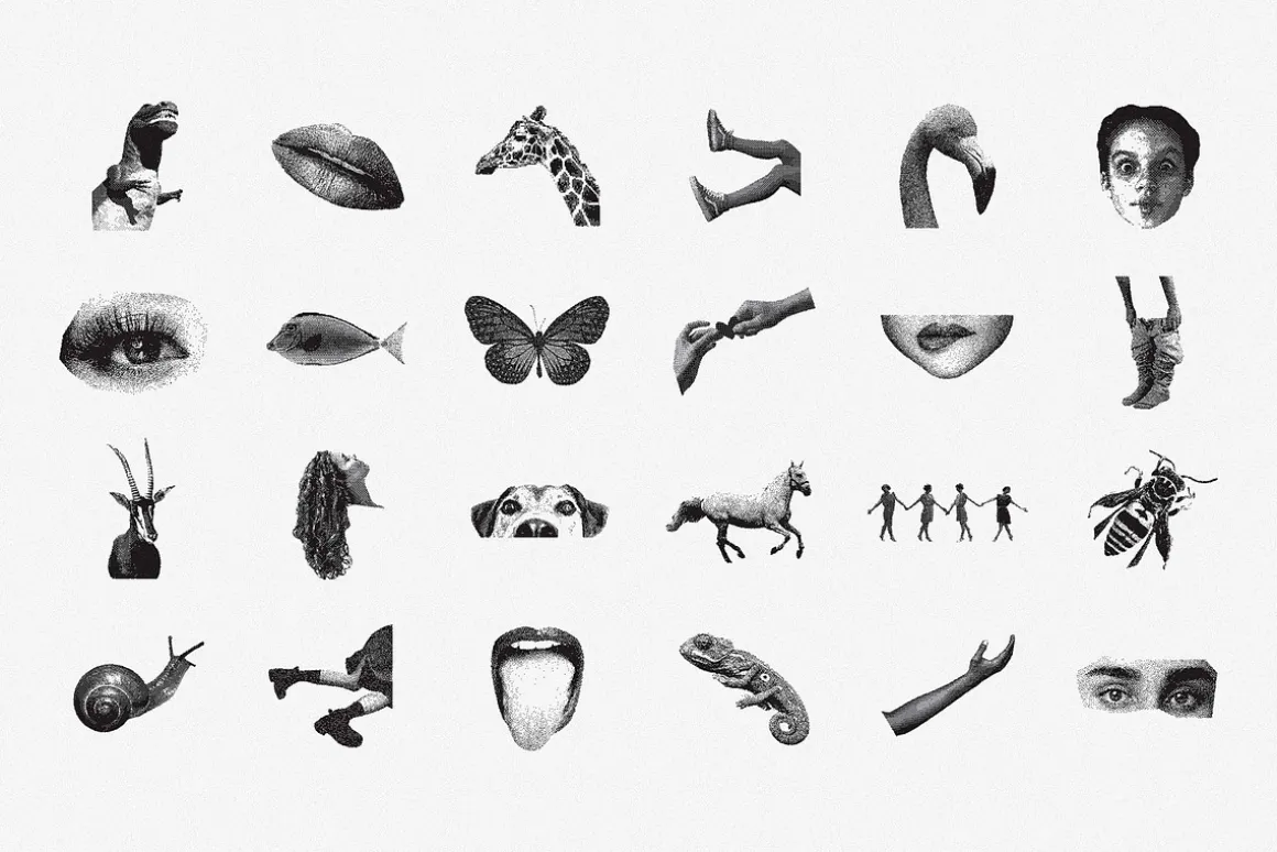144 Dithering Bitmap Vector Shapes