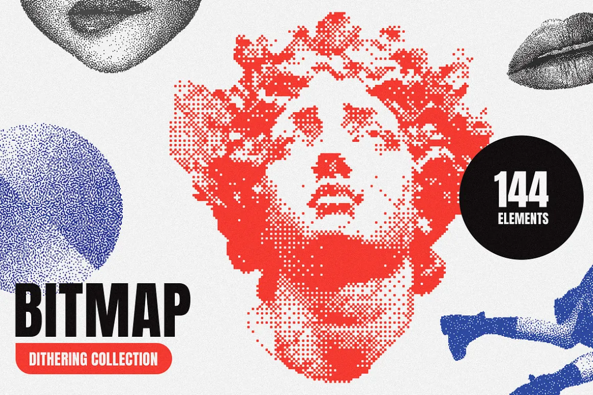 144 Dithering Bitmap Vector Shapes
