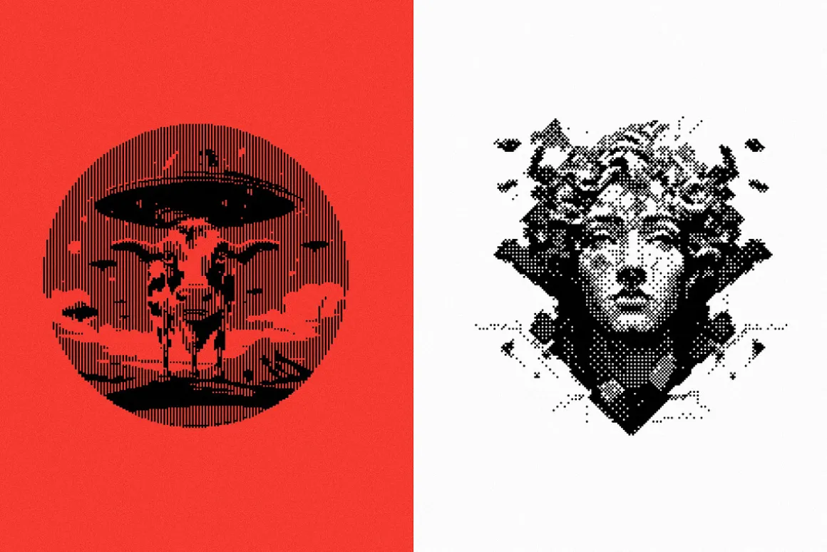 144 Dithering Bitmap Vector Shapes