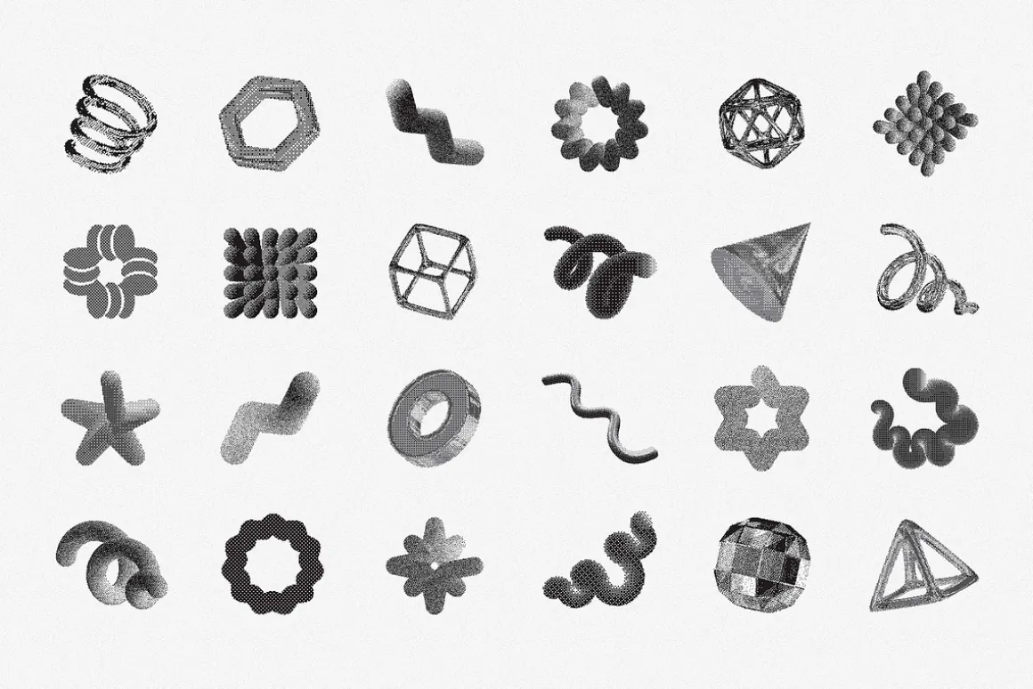 144 Dithering Bitmap Vector Shapes