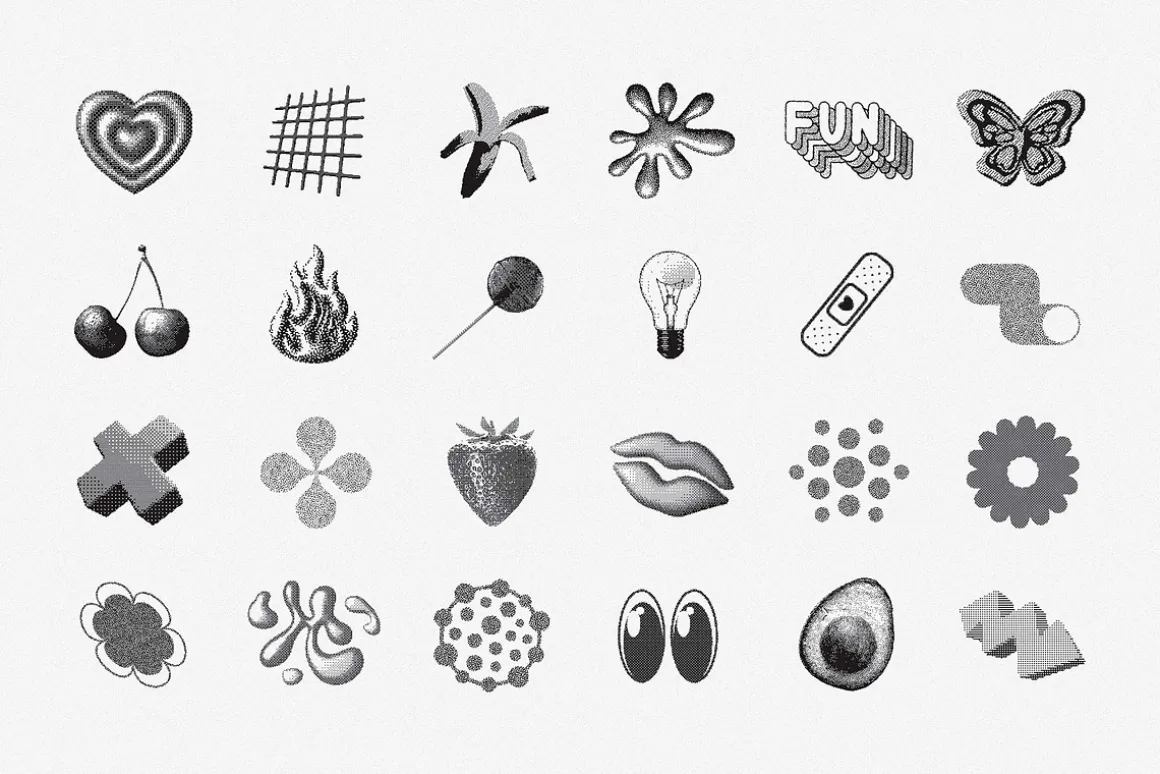 144 Dithering Bitmap Vector Shapes