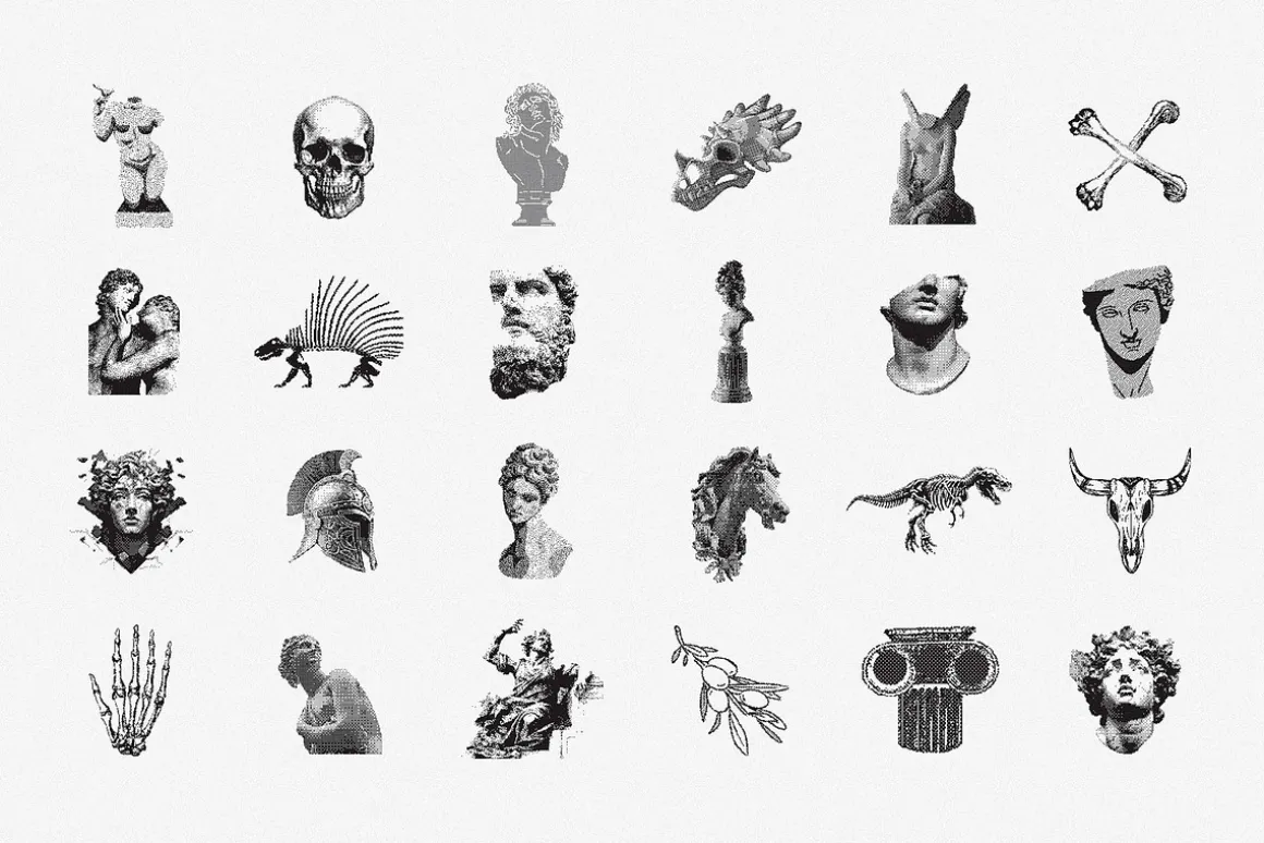 144 Dithering Bitmap Vector Shapes