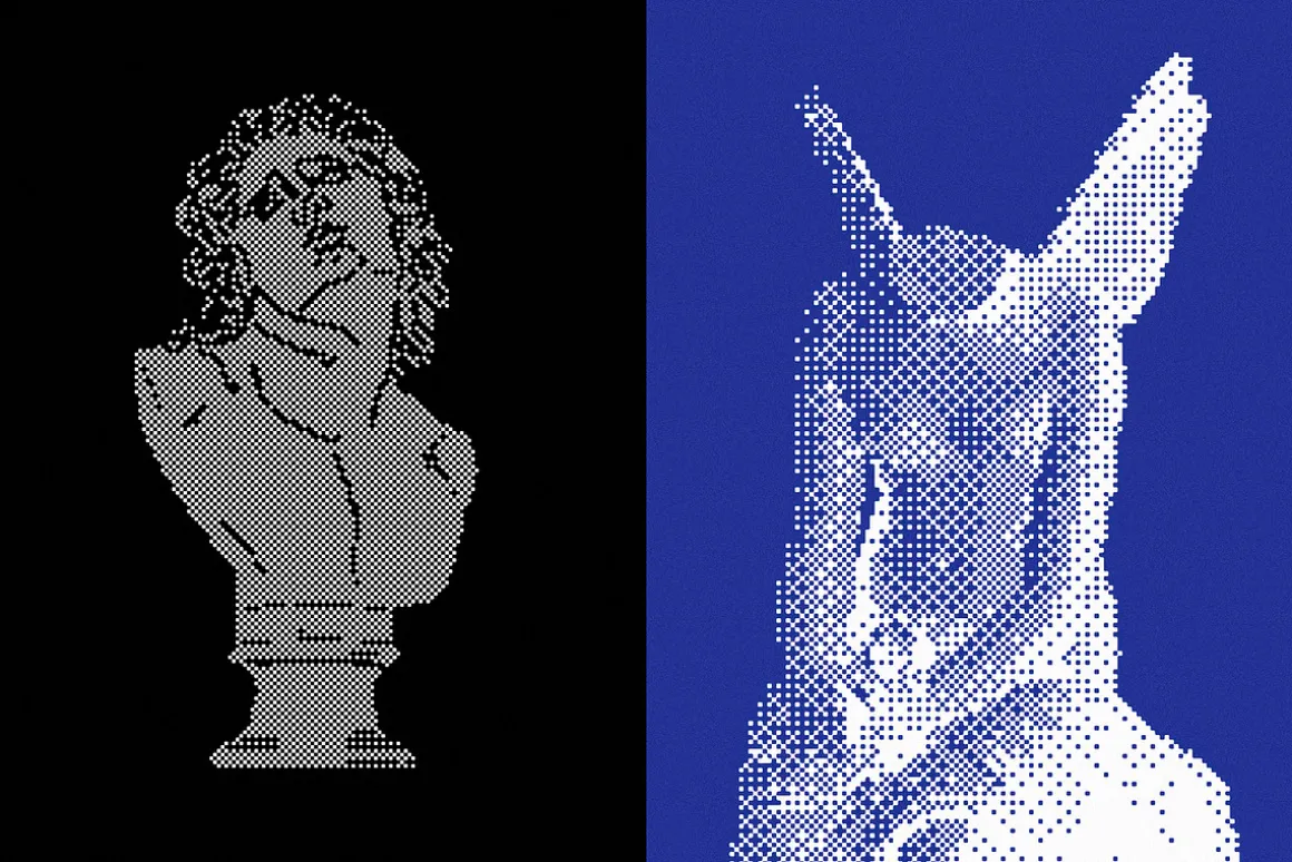 144 Dithering Bitmap Vector Shapes