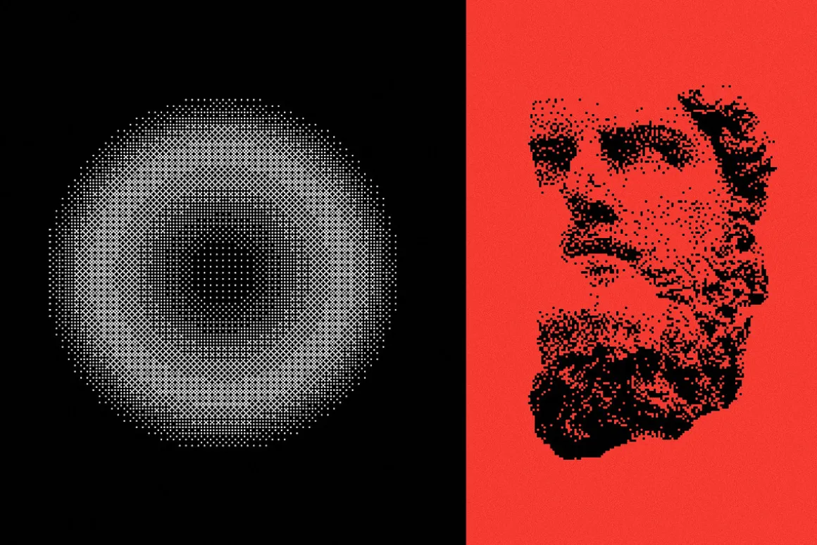 144 Dithering Bitmap Vector Shapes