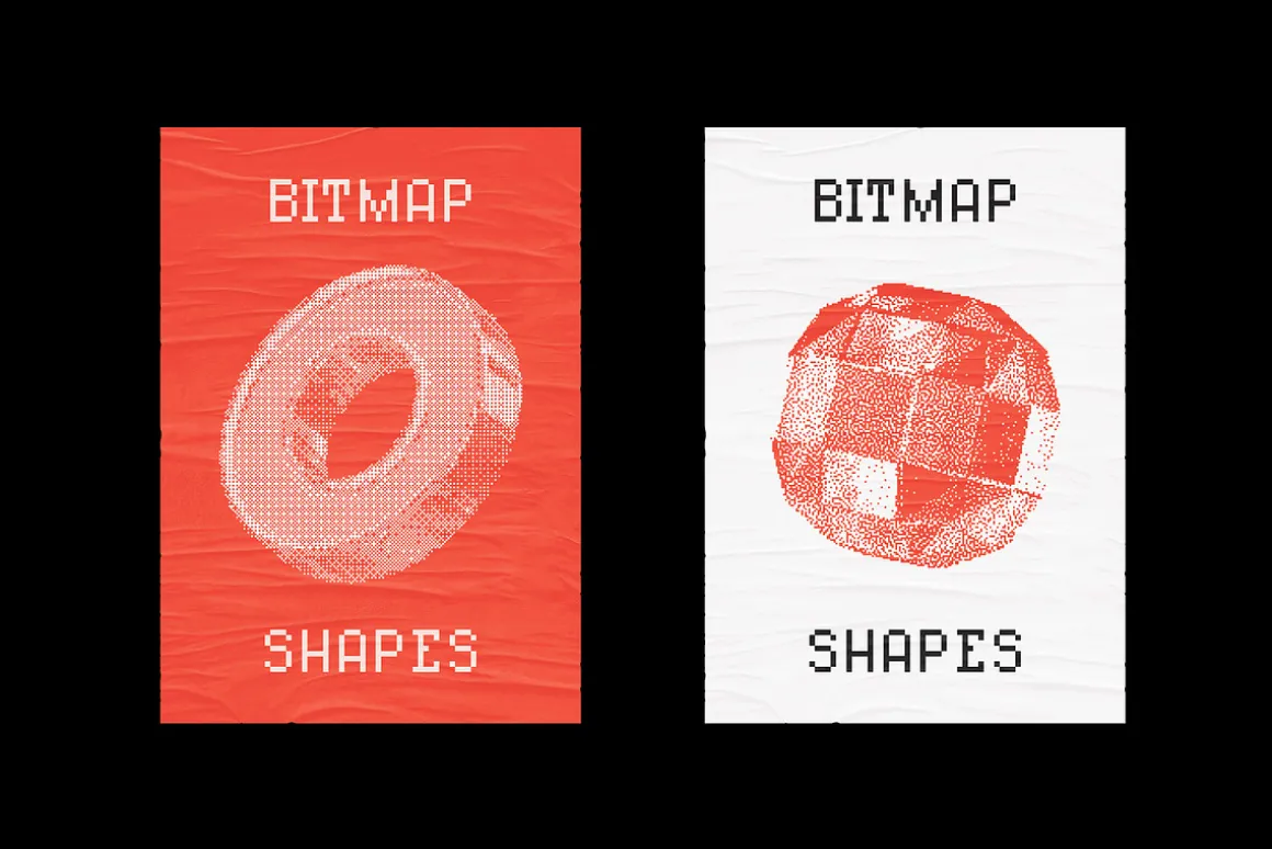 144 Dithering Bitmap Vector Shapes