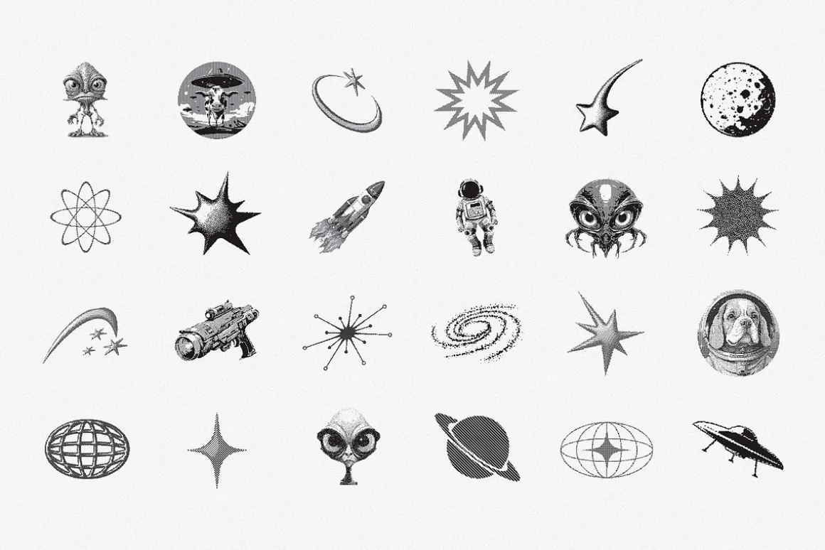144 Dithering Bitmap Vector Shapes