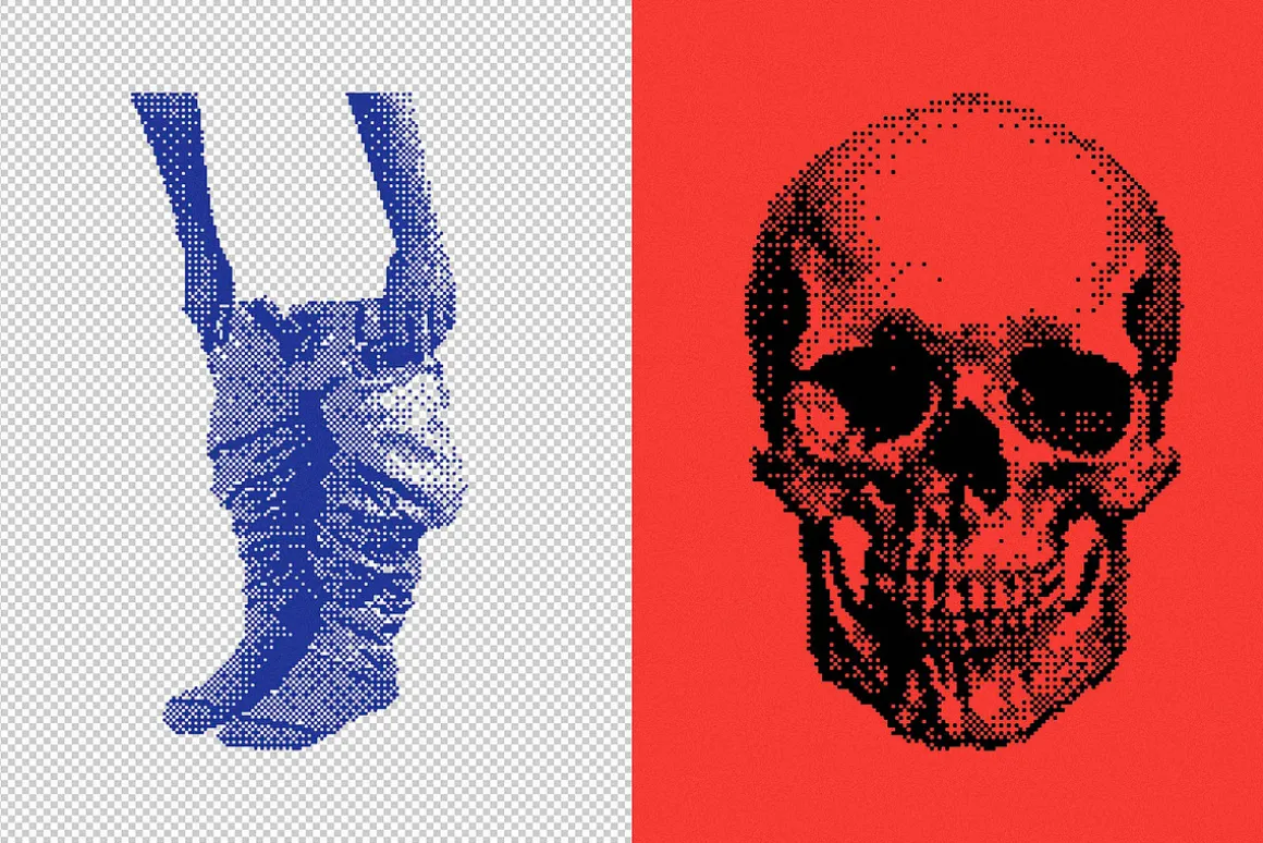 144 Dithering Bitmap Vector Shapes