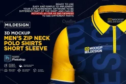 3D Mockup: Men's Zip Polo Shirts SS
