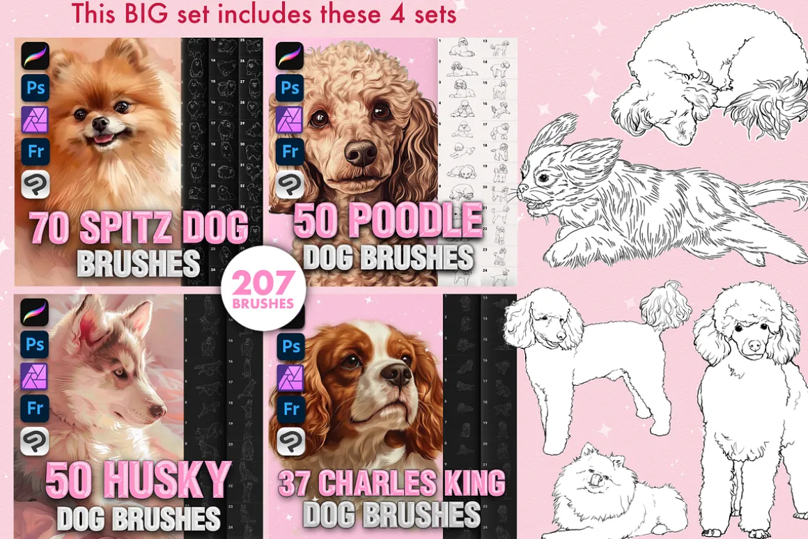 Dog Animal procreate photoshop brush