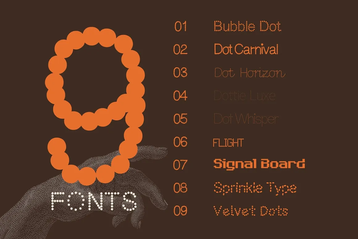 Dotted Font Bundle - 9 Matrix Fonts!