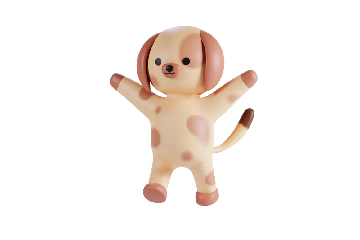3D Pack Cute Animal Dog Illustration