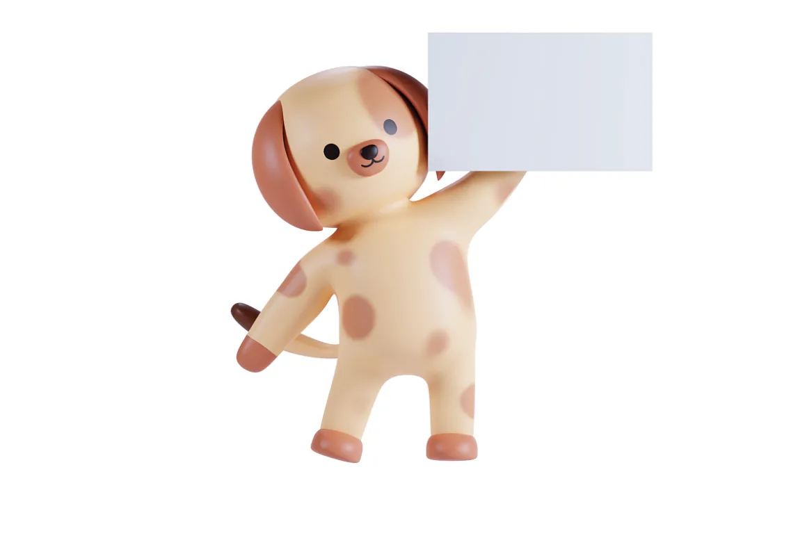 3D Pack Cute Animal Dog Illustration