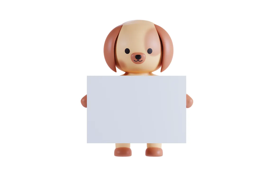 3D Pack Cute Animal Dog Illustration
