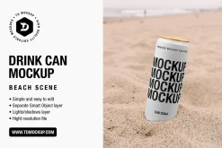 Drink Can Mockup - Beach Scene