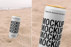 Drink Can Mockup - Beach Scene