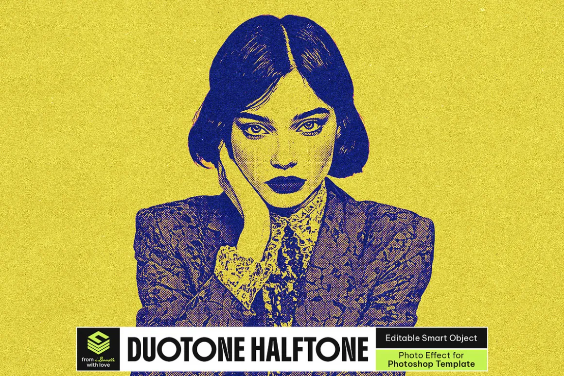 Duotone Halftone Photo Effect