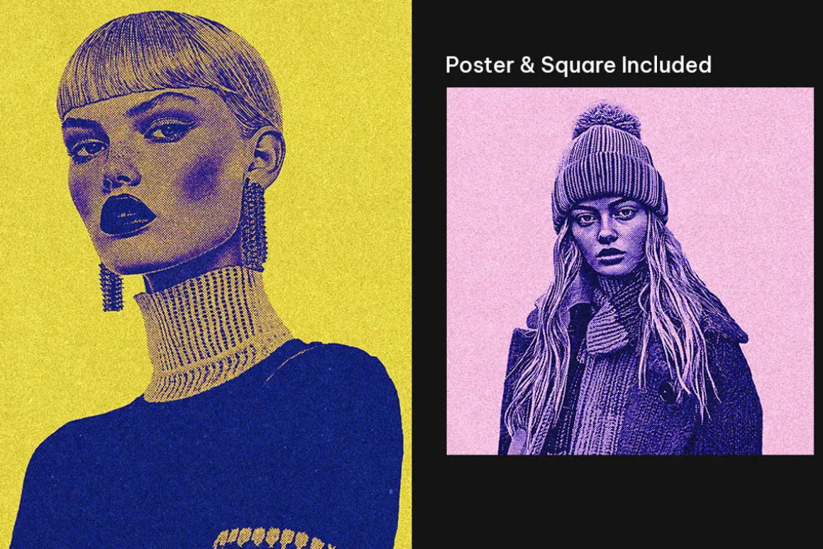 Duotone Halftone Photo Effect