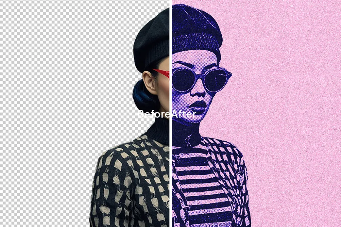 Duotone Halftone Photo Effect