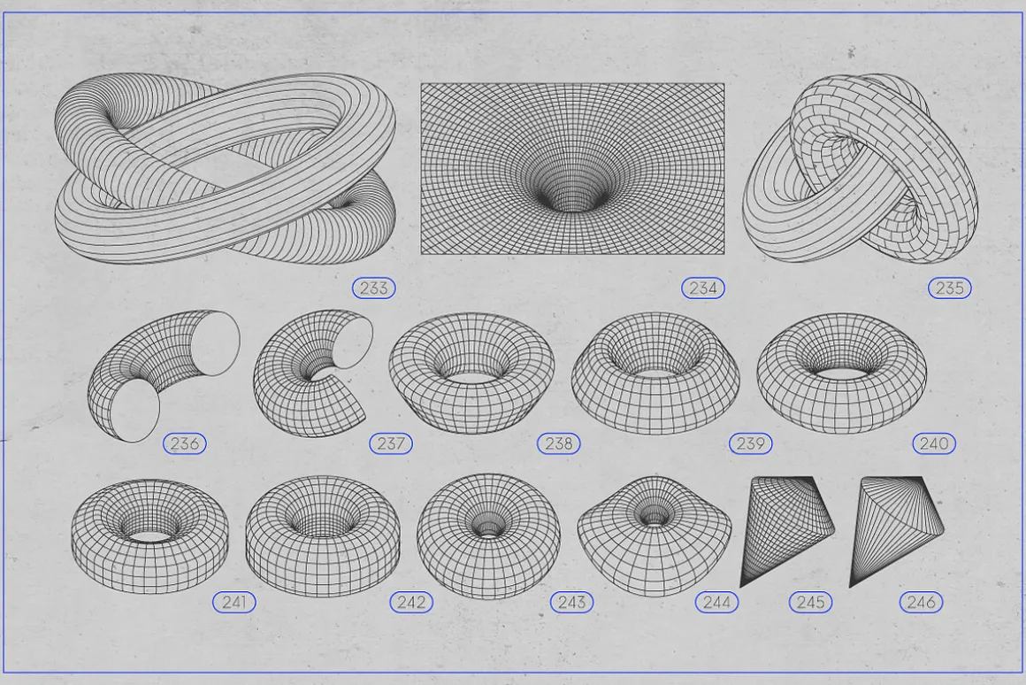 3D Wireframe Shapes | set 5
