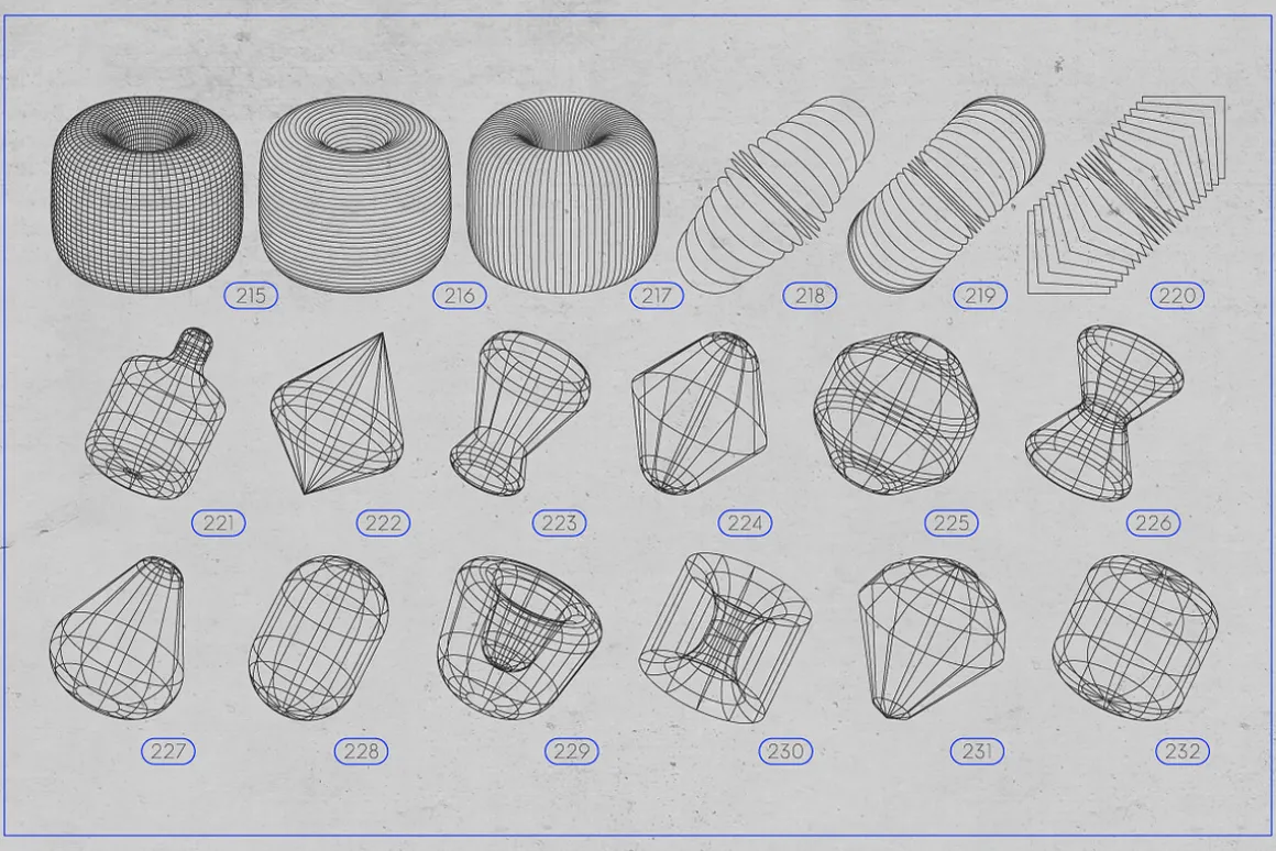 3D Wireframe Shapes | set 5