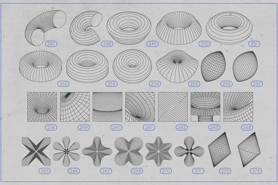 3D Wireframe Shapes | set 5
