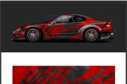 Dynamic Red Racing Car Wrap