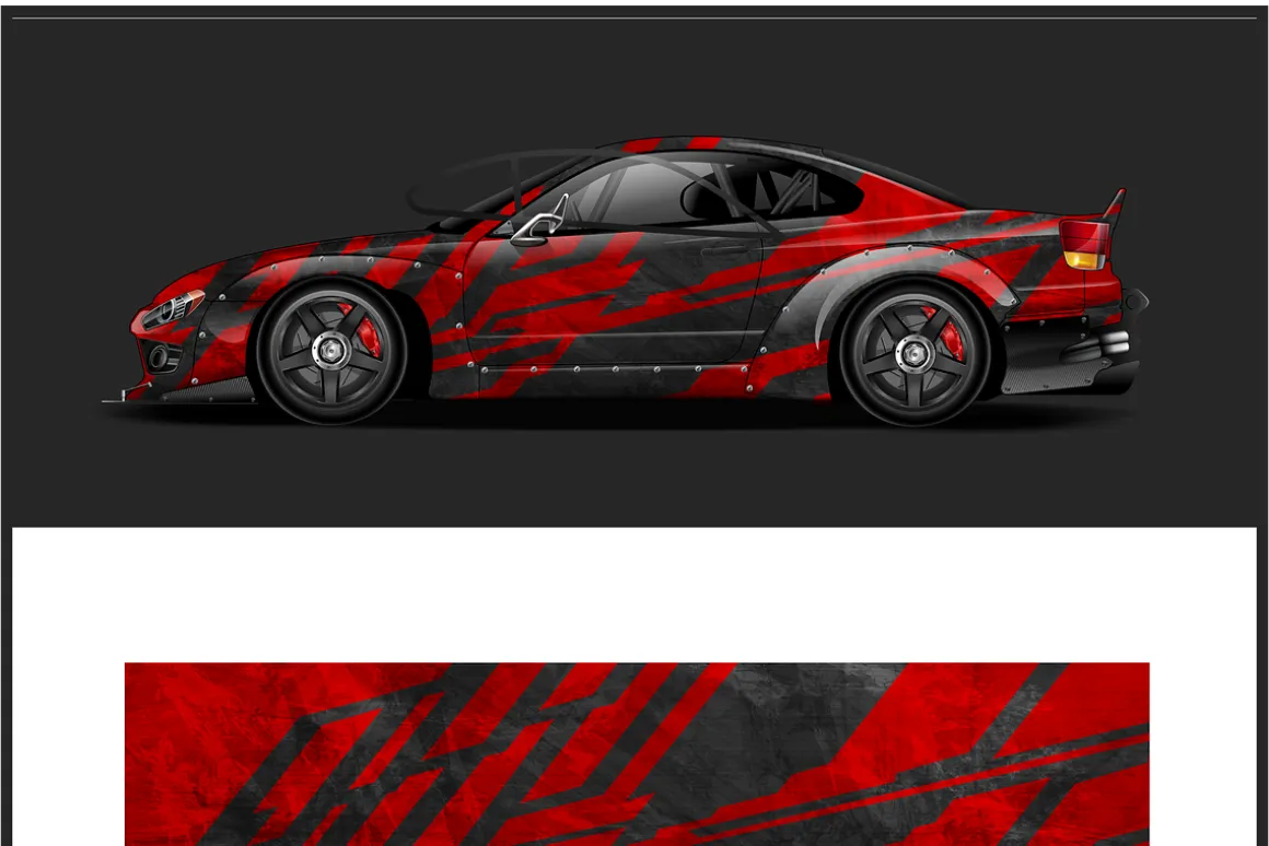 Dynamic Red Racing Car Wrap