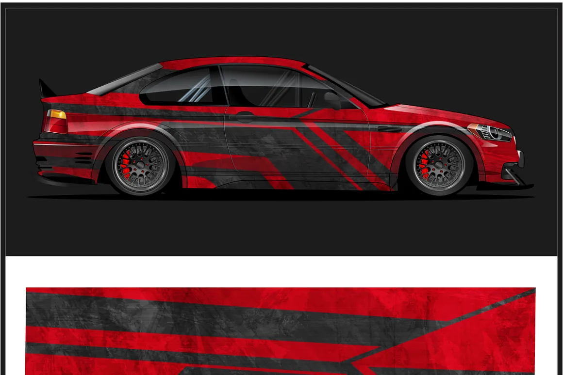 Dynamic Red Racing Car Wrap