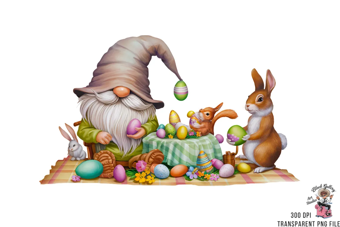 Easter Gnome Clipart PNG Bundle
