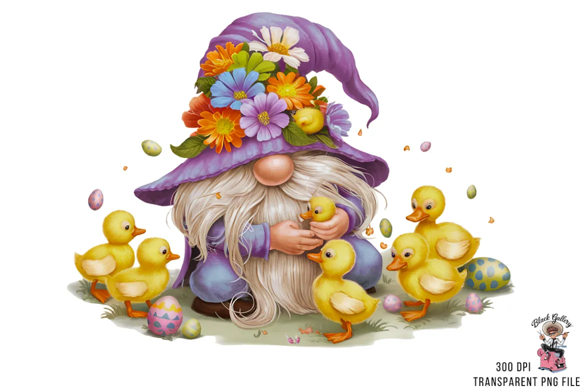 Easter Gnome Clipart PNG Bundle
