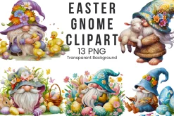 Easter Gnome Clipart PNG Bundle