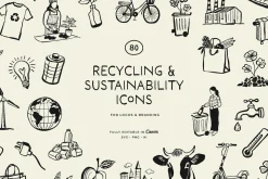 ECO LIVING & RECYCLING illustrations