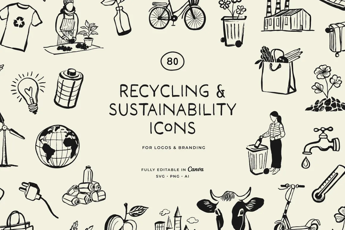 ECO LIVING & RECYCLING illustrations