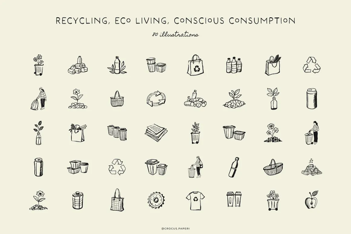 ECO LIVING & RECYCLING illustrations