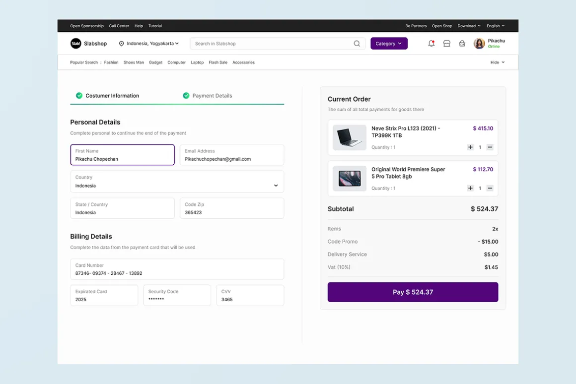 E Commerce Landing Page