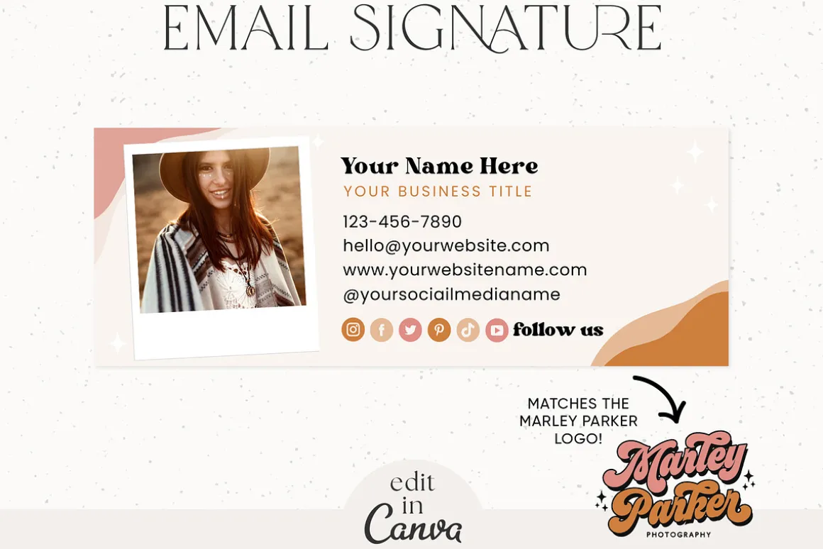 Editable Retro Email Signature Canva