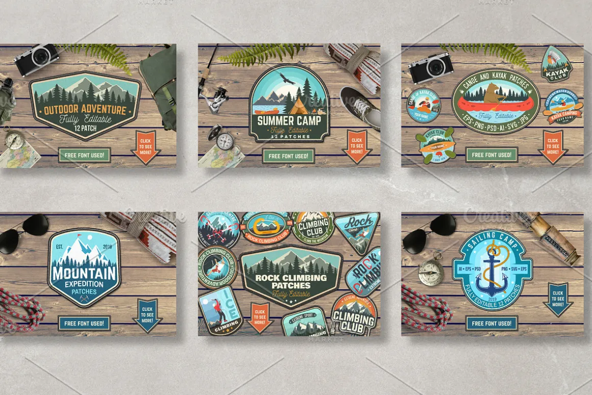 156 Editable Badges and Patches
