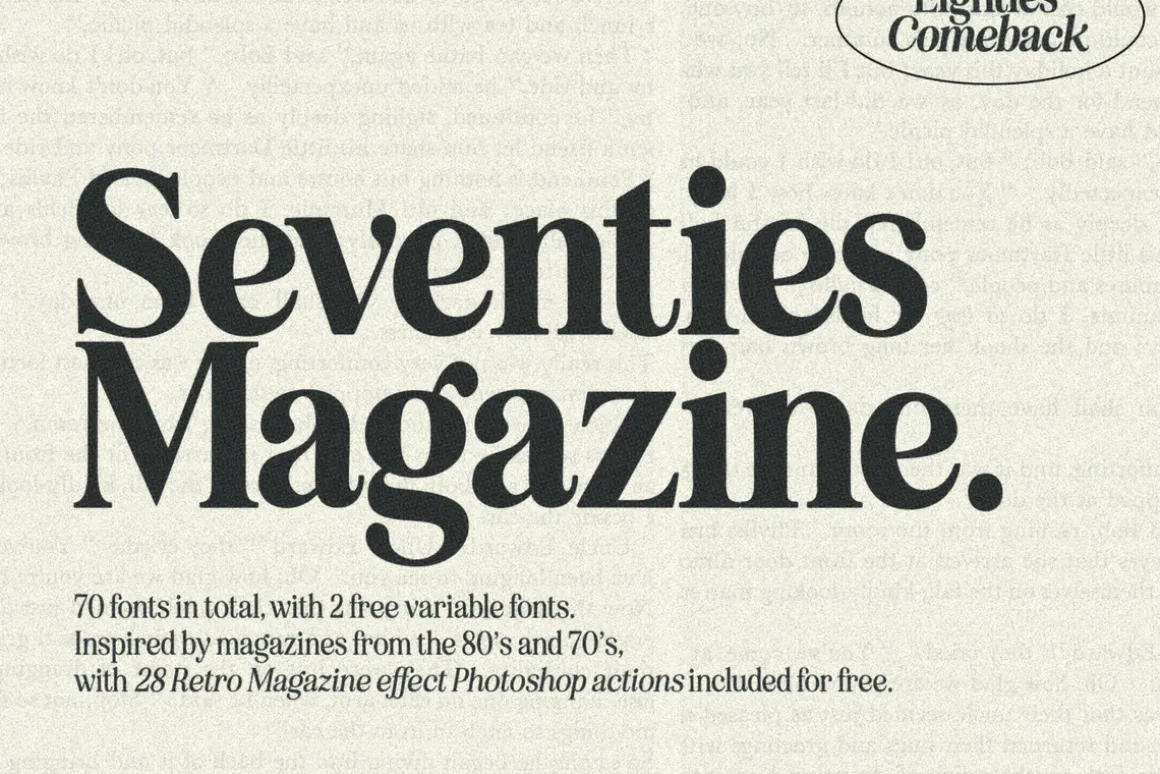 Eighties Comeback Serif (70 fonts)
