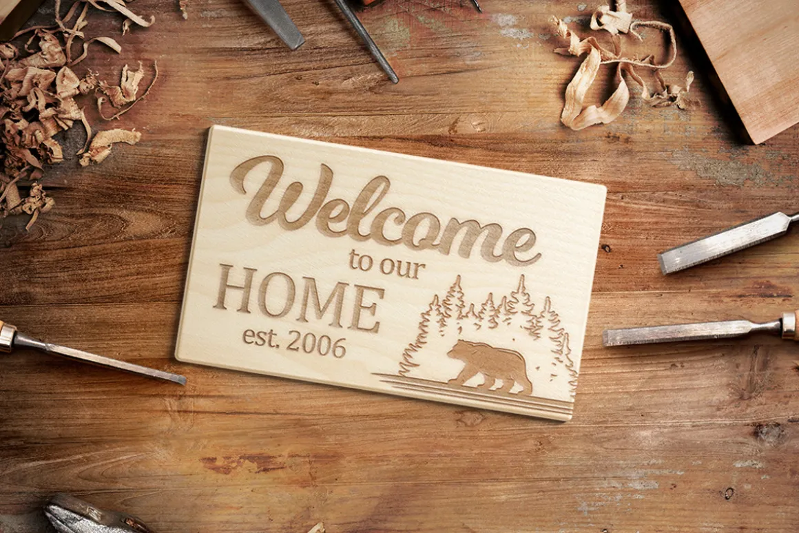 Engraved Wooden Board Mockups