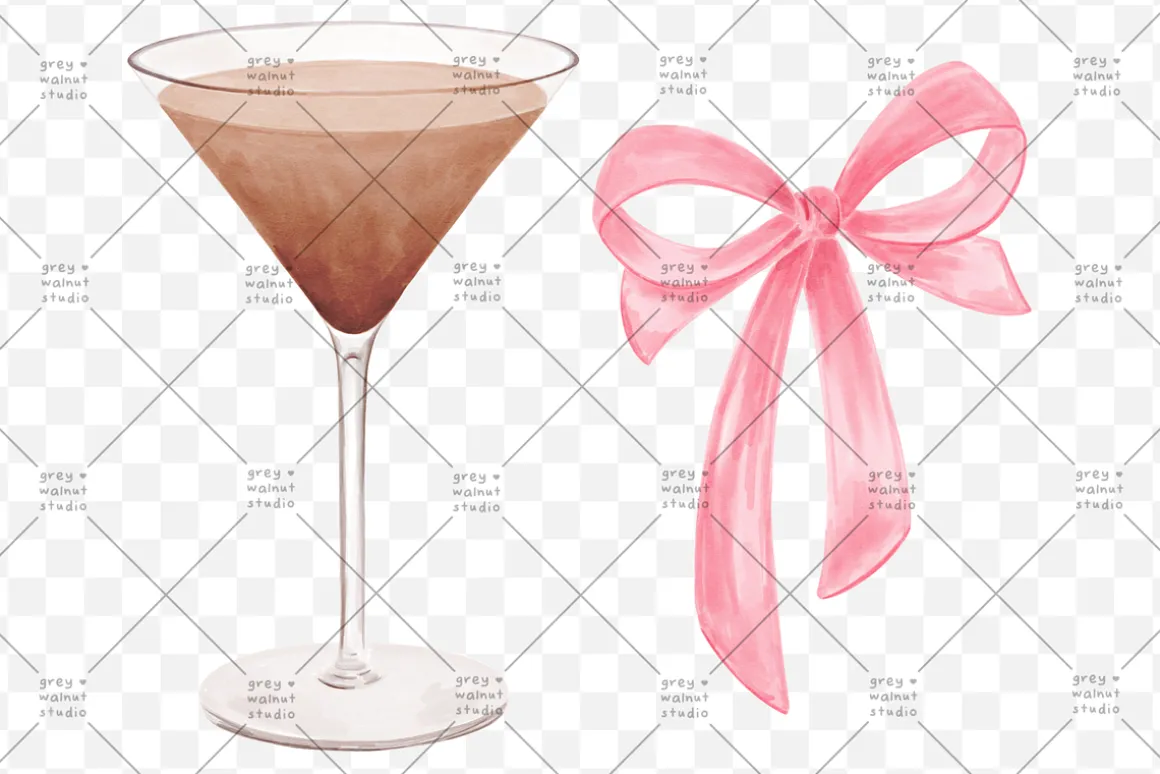 Espresso Martini Pink Bows Clipart