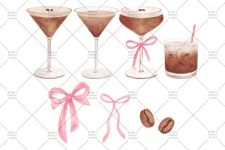 Espresso Martini Pink Bows Clipart