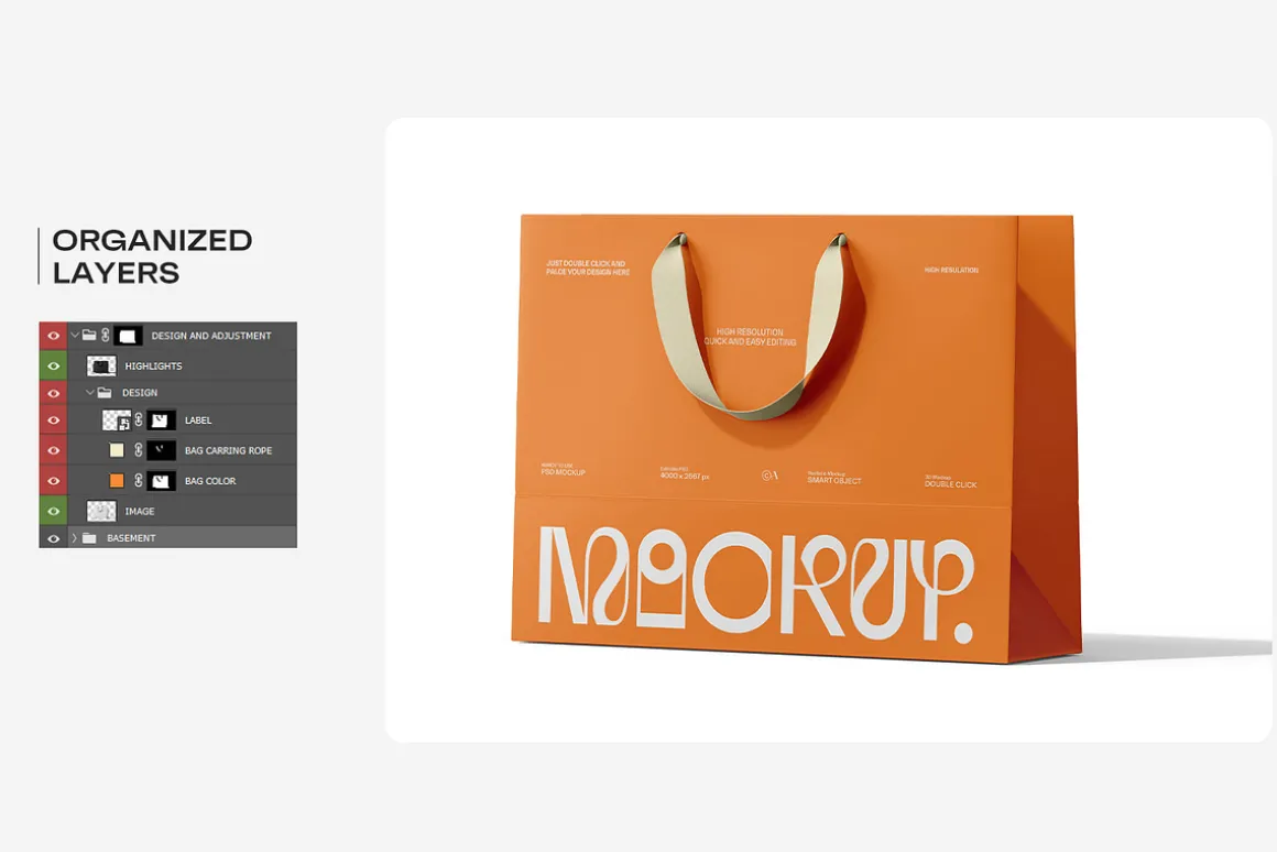 Euro Paper Tote Shopping Bag Mockup