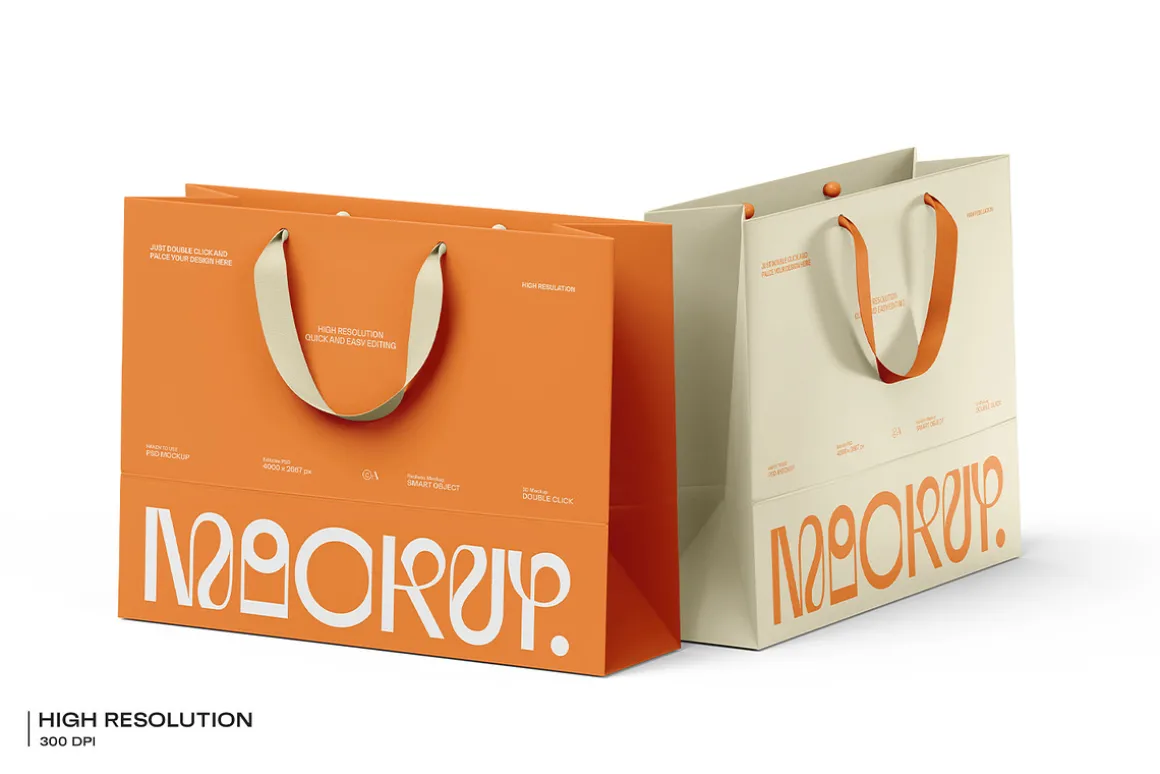 Euro Paper Tote Shopping Bag Mockup